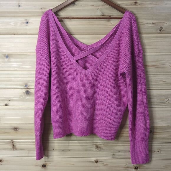 Anthropologie Sweater Womens Large Purple Maeve Strappy back - Picture 3 of 8